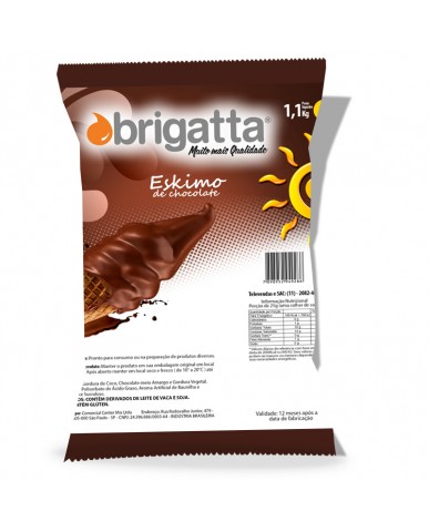 Eskimo de Chocolate Meio Amargo 1,100Kg Brigatta ( Banho)