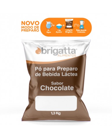Pó P/ Preparo De Bebida Láctea Chocolate Brigatta 1,3kg (Sem açúcar)